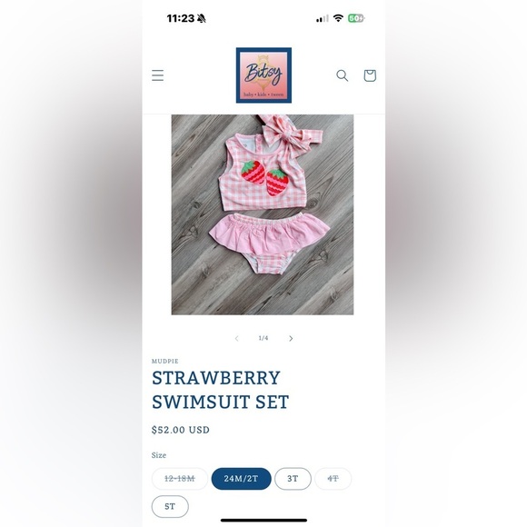Toddler Strawberry Swimsuit Set - Picture 4 of 10